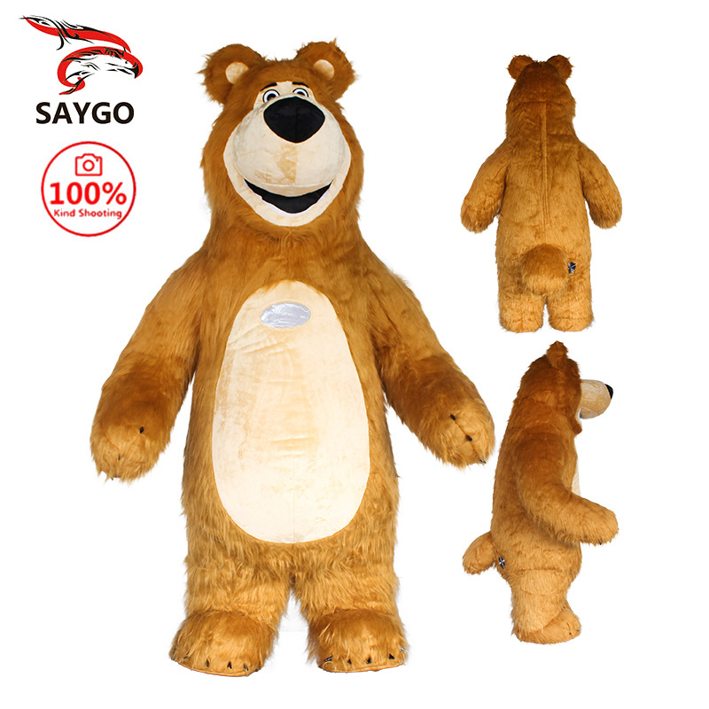 Saygo Hot selling CE 2M/2.6M Inflatable Masha Bear Cartoon Character Mascot Costume Cosplay Suit For Adult