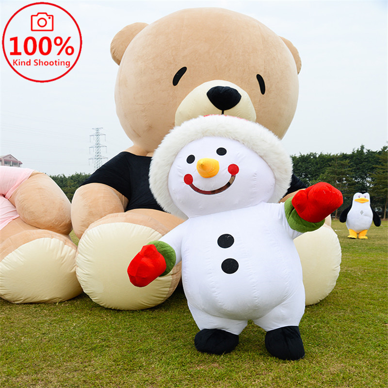 SAYGO Inflatable Snowman Mascot Costume Adult Fancy Dress Christmas Party Funny Mascot Costume Unisex Animal Pink Bear Costumes