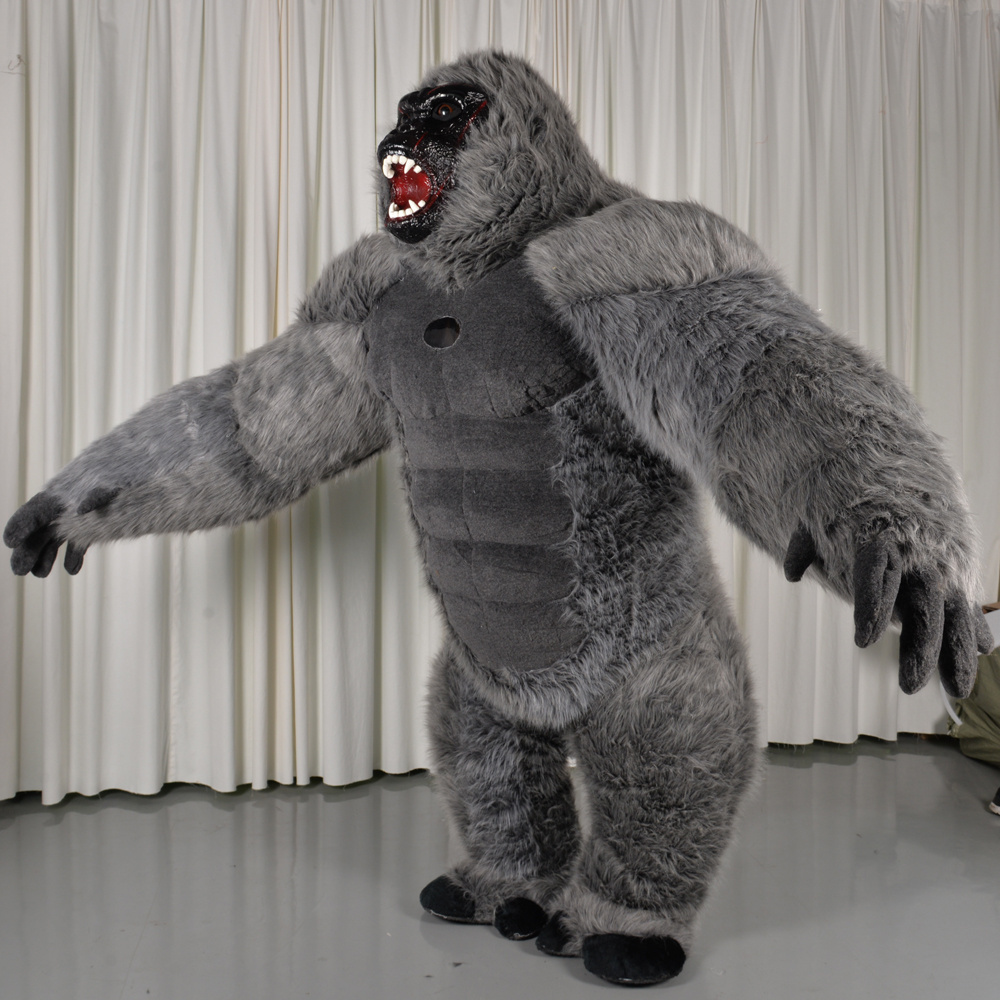 Inflatable King Kong Mascot Costumes for Adult Halloween Plush Furry Mascot Fursuit orangutan