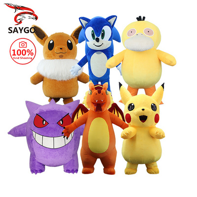 Hot Selling CE 2M/2.6M Inflatable Psyduck Cartoon Character Pikachu Mascot Costume Cosplay Suit For Adult