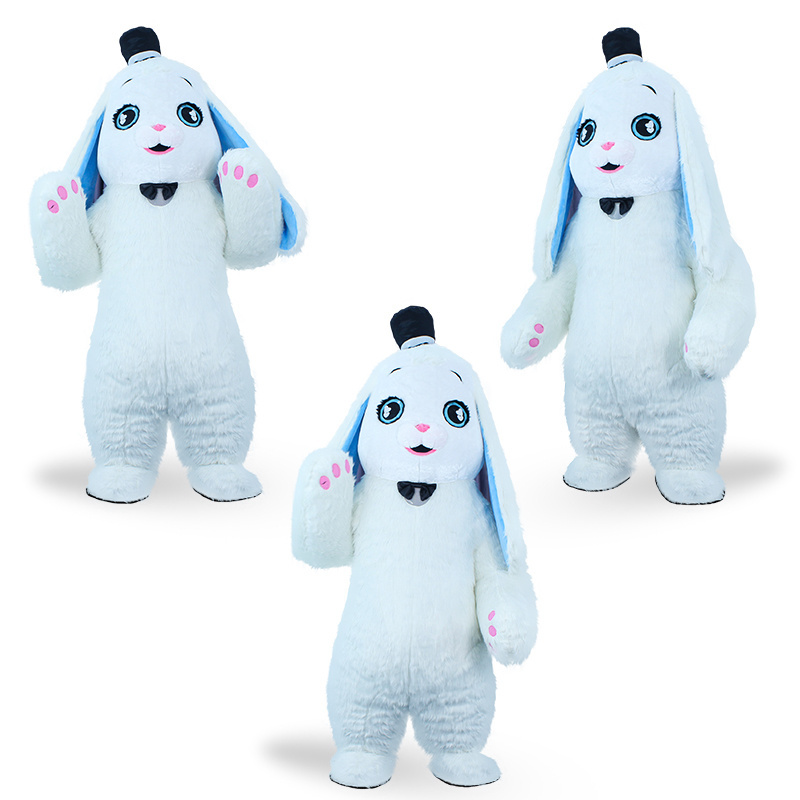 Inflatable Long ear Rabbit Blue bunny Clothing Plush Wearable Costume Mascot for Adult