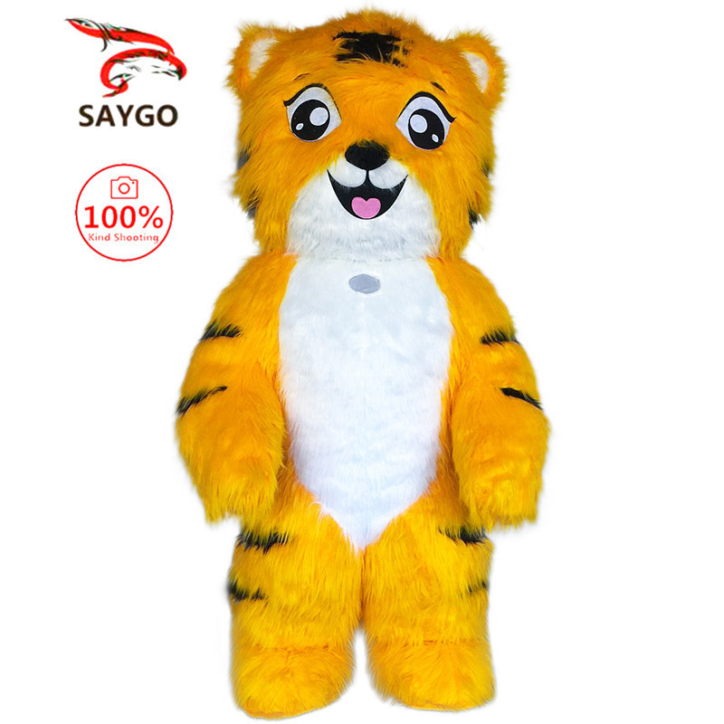 SAYGO Cute Furry Plush Bear Mascot Costume Animal Promotion Halloween Cosplay Party Fursuit Family Unisex Carnival Costumes