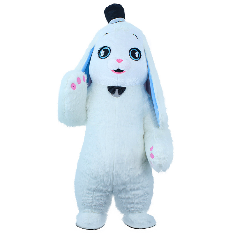 Inflatable Long ear Rabbit Blue bunny Clothing Plush Wearable Costume Mascot for Adult