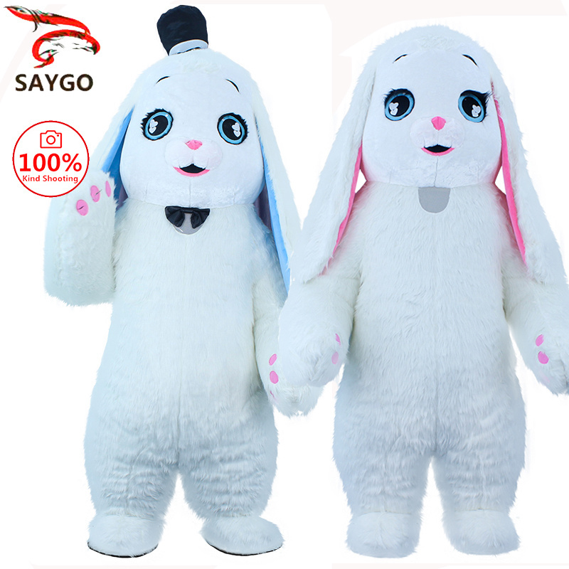 Dancing Easter Festival Inflatable Rabbit Bunny Costume for Party Unisex Mascot Animals & Bugs Reborn Dolls for Adults