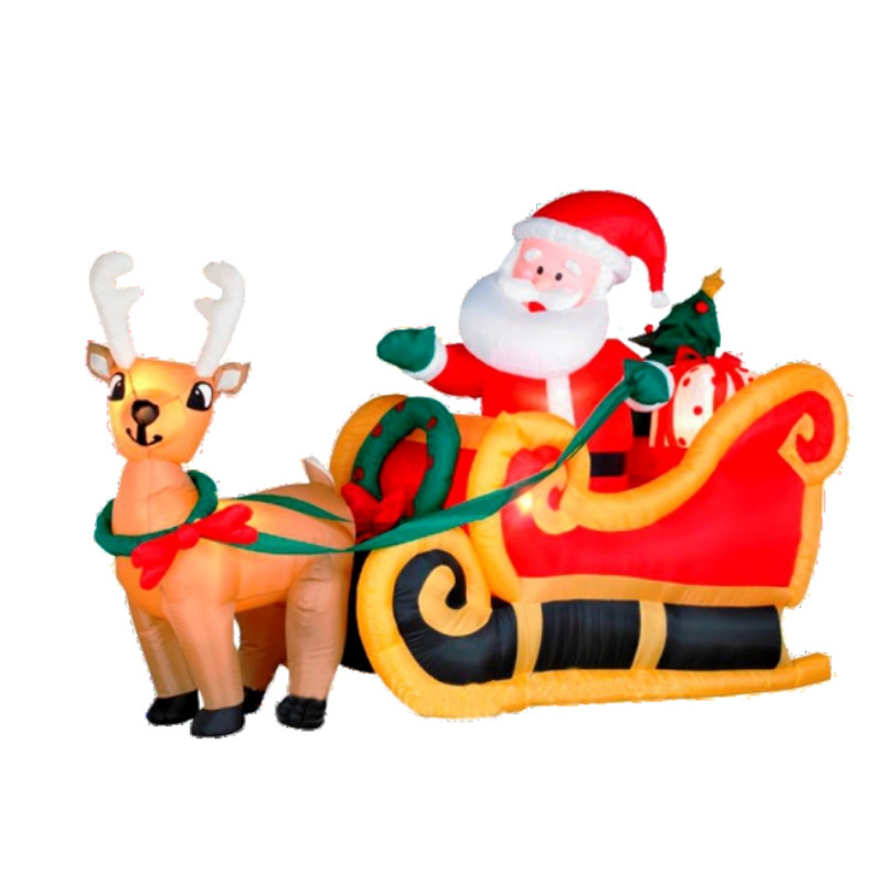 inflatable christmas decoration santa claus and deer Skiing for christmas decorations