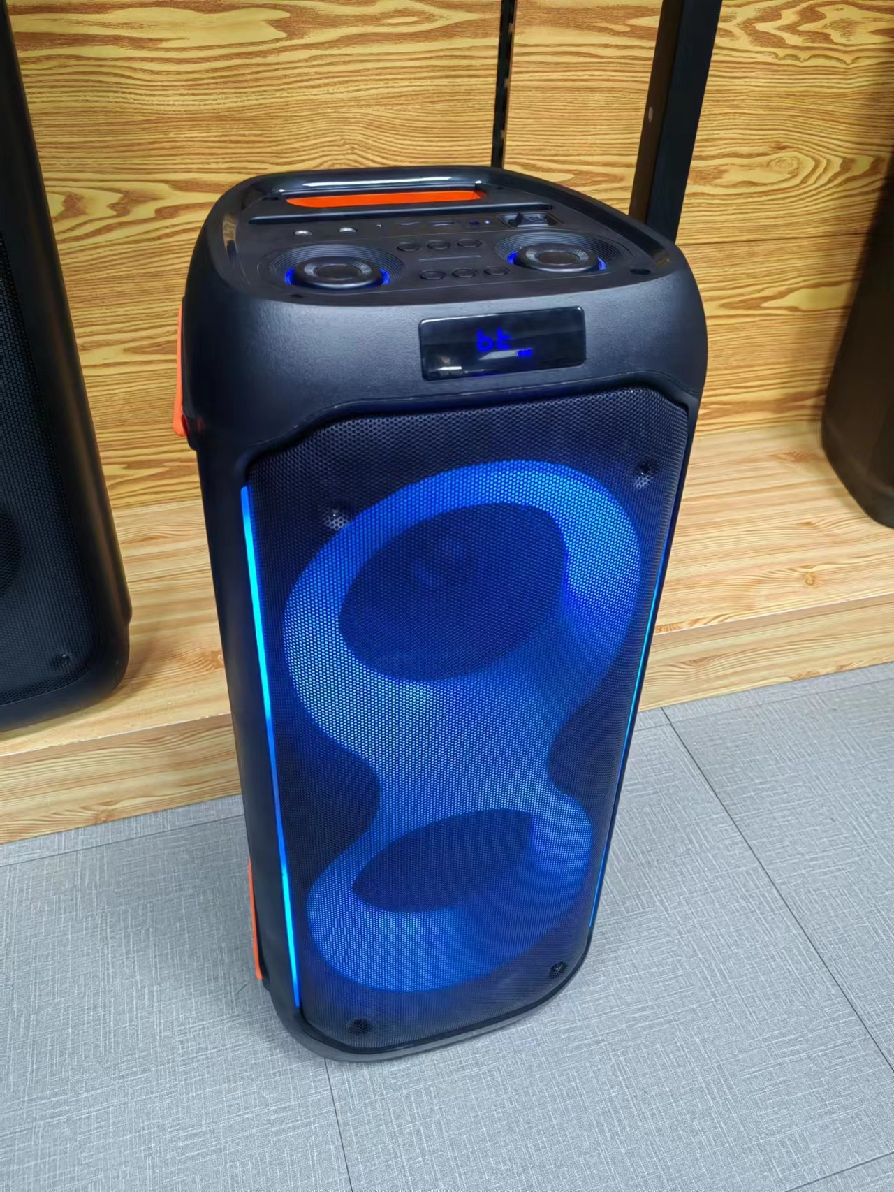 partybox  60 100 200W speaker with flame lights exclusive model dual 8 inches 5000mah battery powered party speaker