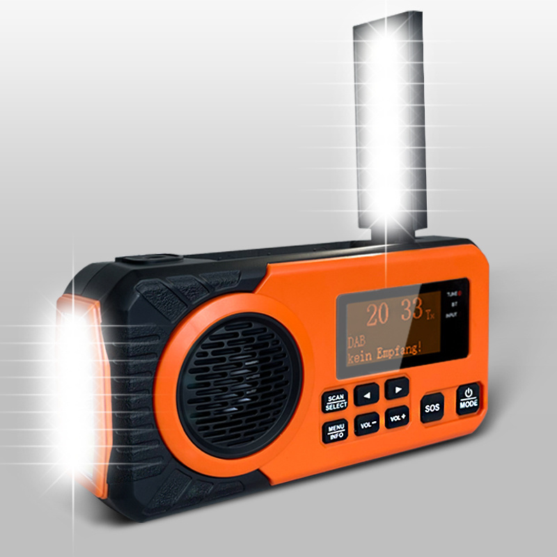 Survival  Emergency Flashlight Self Powered FM BT Solar Weather Portable  DAB+Radio WITH reading lamp