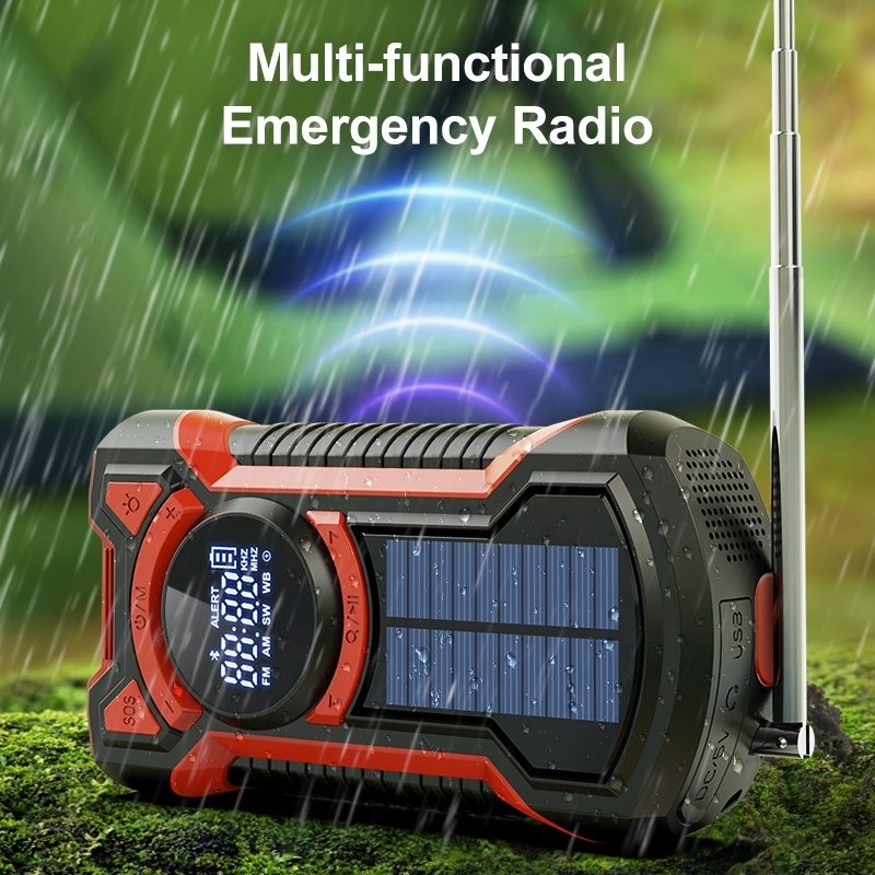 OEM Factory Portable Rechargeable Emergency Solar Hand Crank 5000mah WB/NOAA Radio with Phone Charger and AM FM Radio