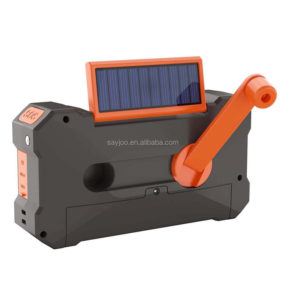 10000mah rotary dynamo  rechargeable emergency radio crank am fm solar power bank radio led flashlight