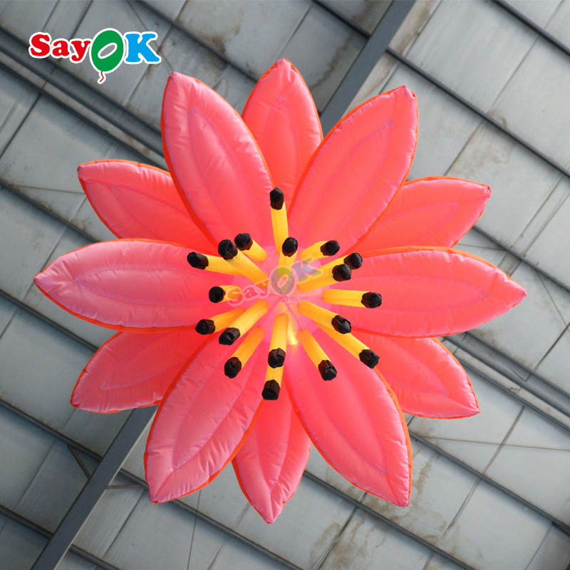 Advertising realistic orange inflatable giant flower  balloon models for wedding decoration