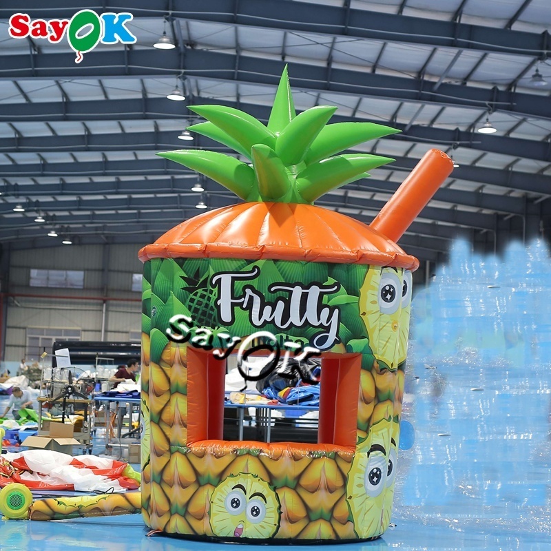 Outdoor Giant Inflatable Pineapple Booths Tent Inflatable Juice Drinks Kiosk Photo Booth For Advertising