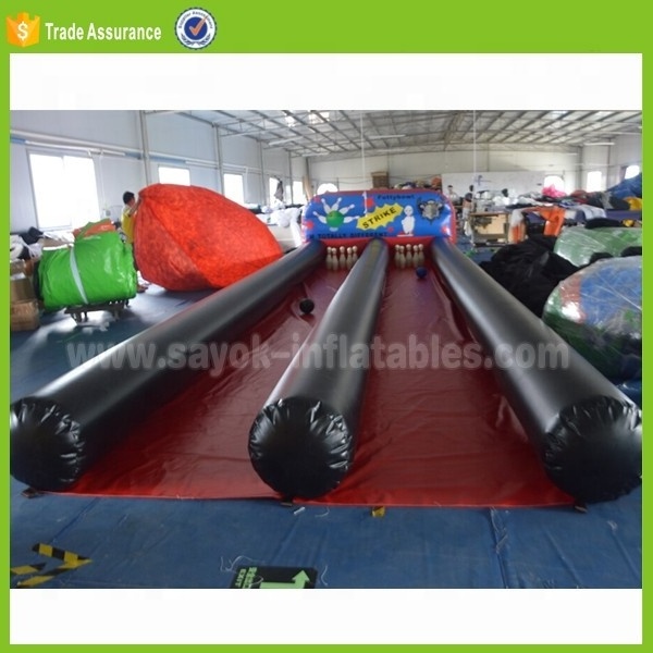 Kids Playground Outdoor Inflatable Human Bowling Ball Lanes Slip Interactive Bowling Alley Sports Court