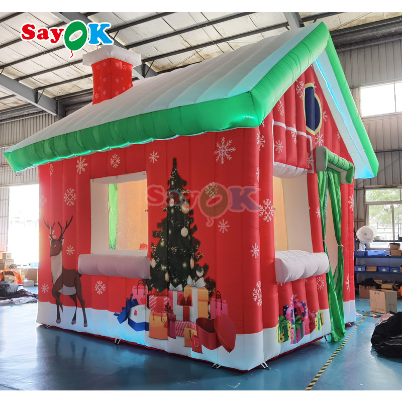 Ourwarm Musical Outdoor Yard Decoration Blow up Snowman Santa Claus Tree House Christmas Inflatables For Sale