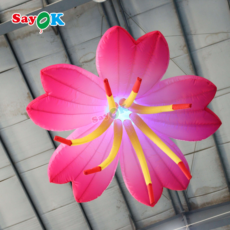 4ft Giant inflatable flower grade nightclub forest theme foam party equipment white inflable lighting flowers decoration