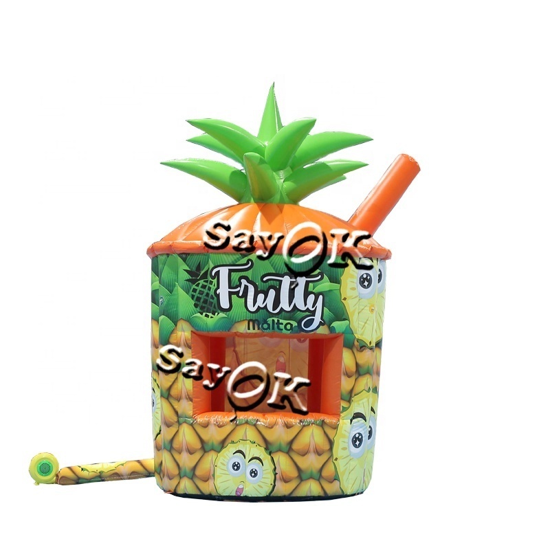 Outdoor Giant Inflatable Pineapple Booths Tent Inflatable Juice Drinks Kiosk Photo Booth For Advertising