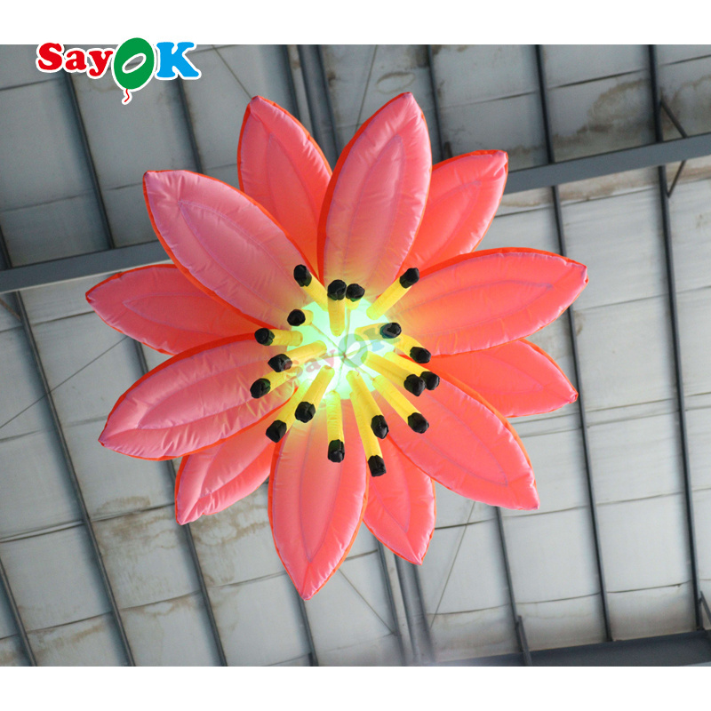 Advertising realistic orange inflatable giant flower  balloon models for wedding decoration