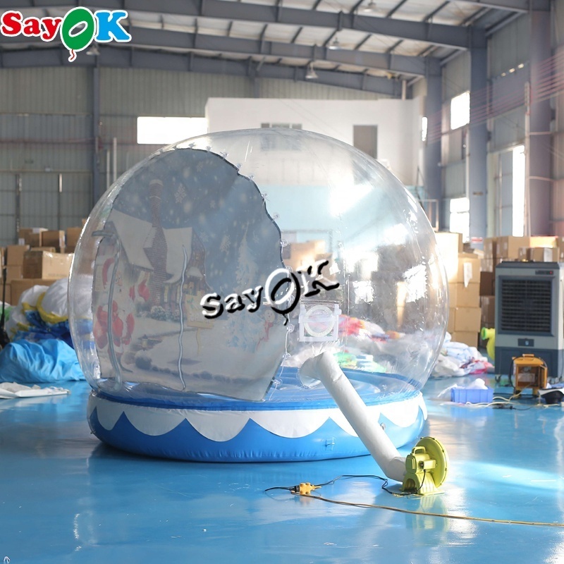 Funny Christmas Advertising Inflatables Snow Globe Photo Booth Blow-Up Bounce House Snowball for Festive Decorations