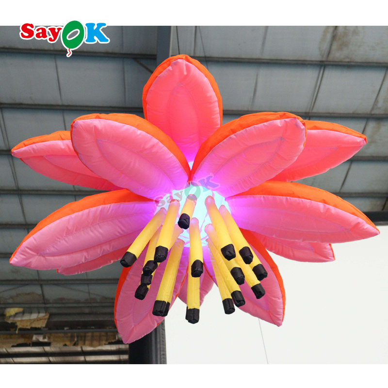 Advertising realistic orange inflatable giant flower  balloon models for wedding decoration