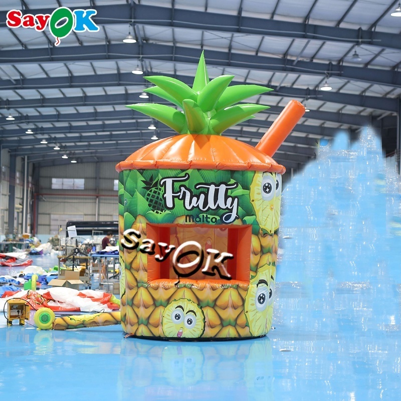 Outdoor Giant Inflatable Pineapple Booths Tent Inflatable Juice Drinks Kiosk Photo Booth For Advertising