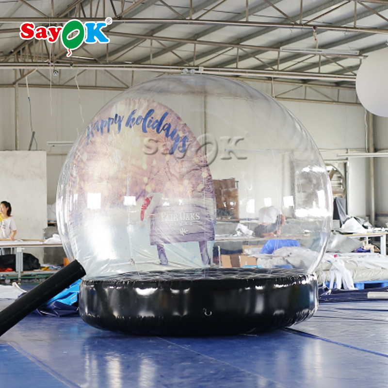 Fast Delivery Giant Transparent Christmas Advertising Printing Background Inflatable Snow Globe Bubble Tent For Decoration