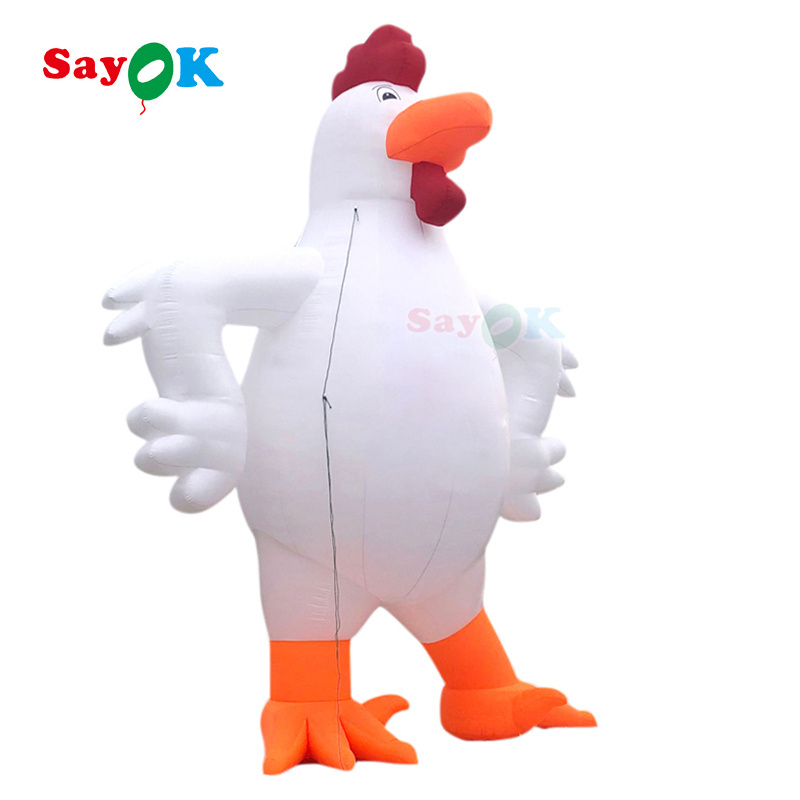 Customized commercial advertising using giant white inflatable cock rooster chicken model