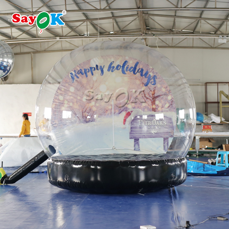 Fast Delivery Giant Transparent Christmas Advertising Printing Background Inflatable Snow Globe Bubble Tent For Decoration