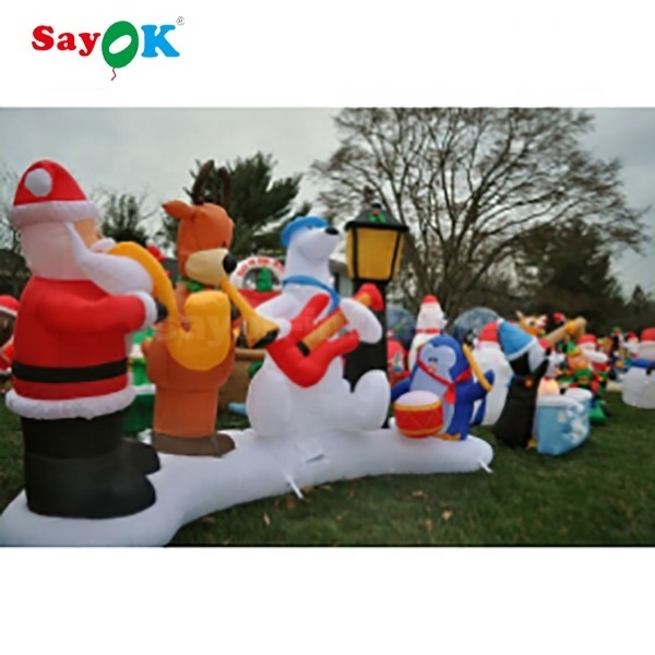 Inflatable Reindeer With Santa Claus For Christmas Decoration Santa Klaus Inflatable Christmas Inflatable Santa's Workshop