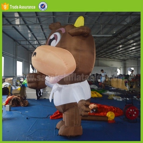 Brown cow mascot cartoon inflatable walking vivid milk cow costume