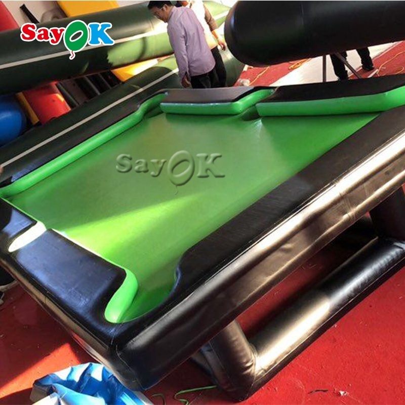 0.9mm PVC Inflatable Pool Table Inflatable Snooker Table With Stand Air Sealed Billiard Table