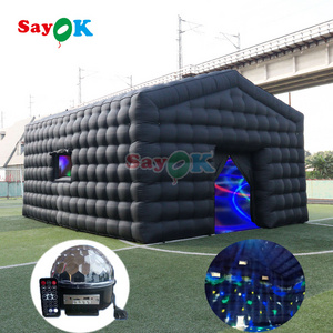 Commercial pop up LED Black disco lighting mobile night club tent Inflatable Cube Party Tent inflatable nightclub