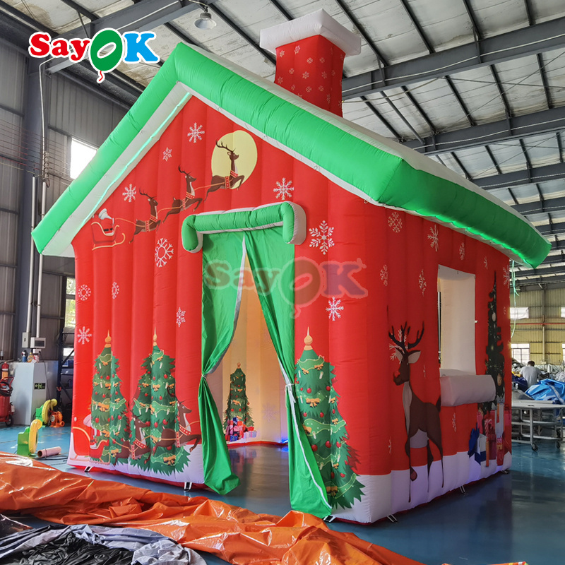 Ourwarm Musical Outdoor Yard Decoration Blow up Snowman Santa Claus Tree House Christmas Inflatables For Sale