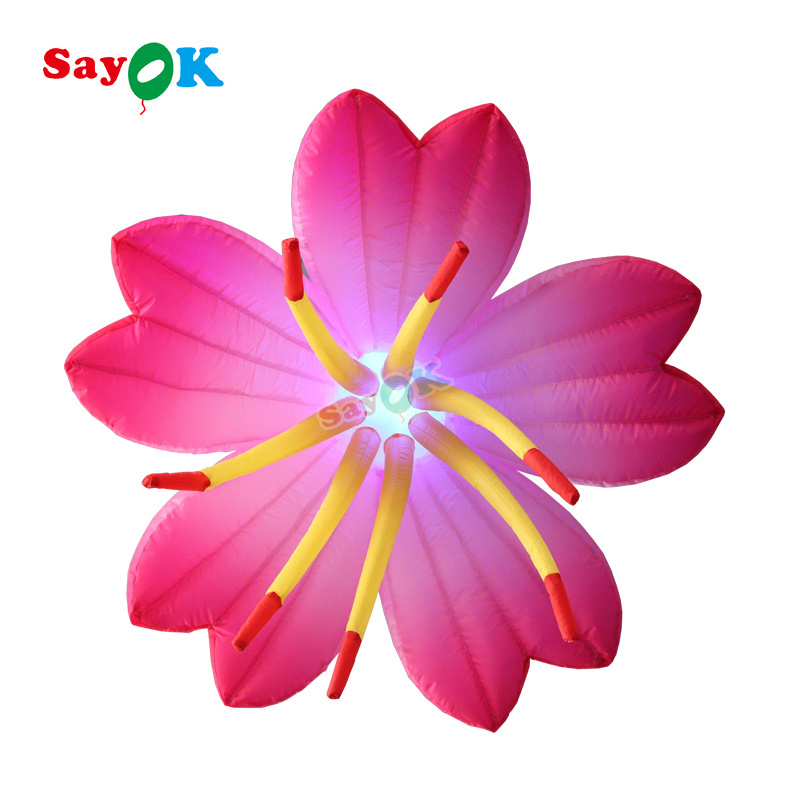 4ft Giant inflatable flower grade nightclub forest theme foam party equipment white inflable lighting flowers decoration