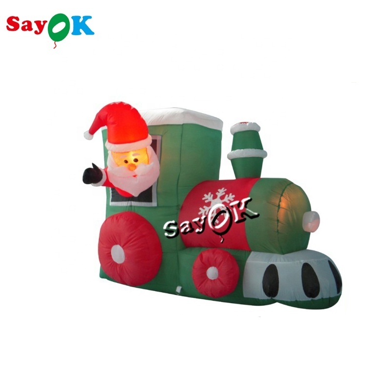 promotion airblown santa car christmas inflatable with penguin&car