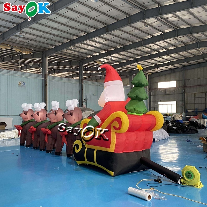 factory wholesale cheap inflatable christmas decoration large inflatable santa with sleigh and reindeer