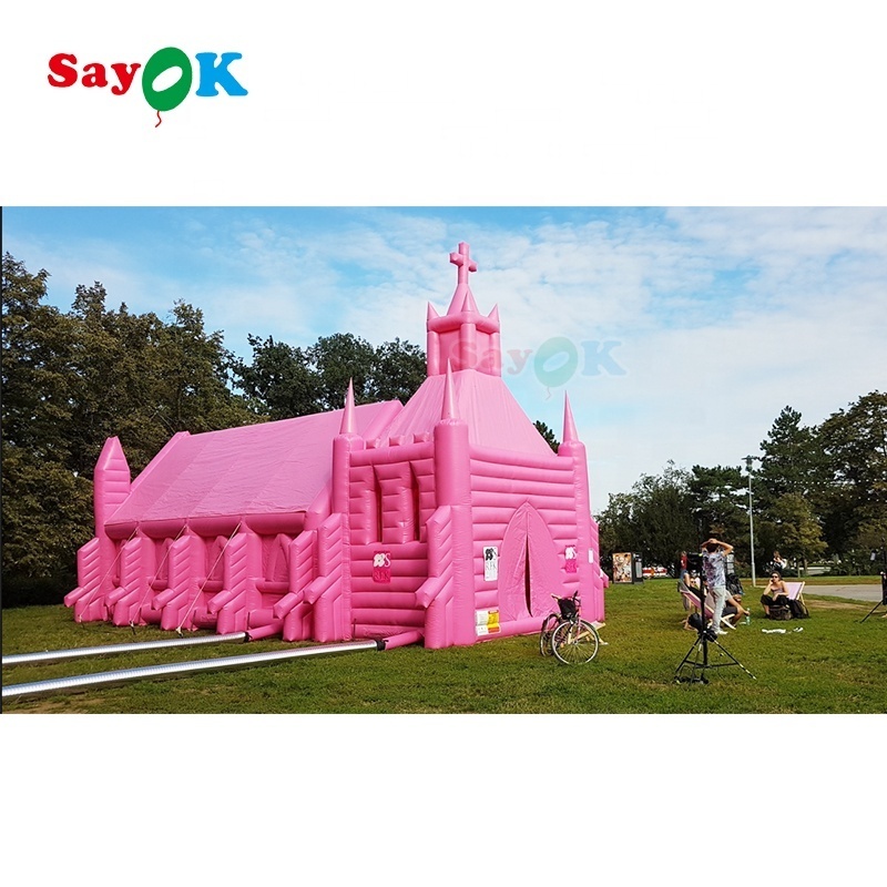 Portable Commercial Wedding Inflatable Church Giant Inflatable Church Inflatable Pink Church Tent For Sale