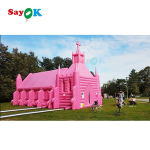 Portable Commercial Wedding Inflatable Church Giant Inflatable Church Inflatable Pink Church Tent For Sale