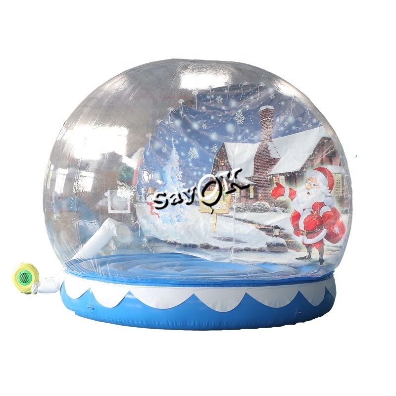 Funny Christmas Advertising Inflatables Snow Globe Photo Booth Blow-Up Bounce House Snowball for Festive Decorations