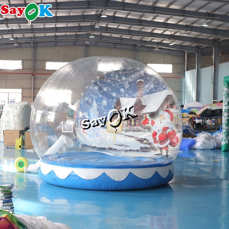 Funny Christmas Advertising Inflatables Snow Globe Photo Booth Blow-Up Bounce House Snowball for Festive Decorations