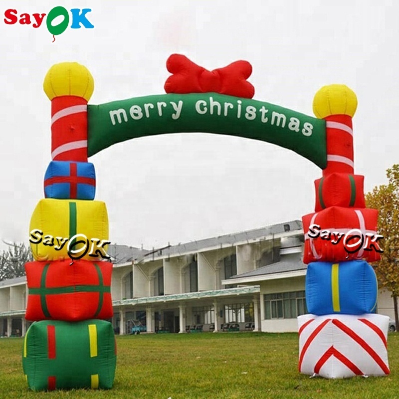 Gift Box Inflatable Arch For Christmas Event Exhibition Inflatable Arch Inflatable Christmas Doorway Arch