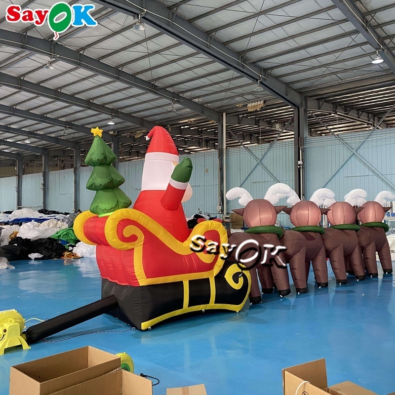 factory wholesale cheap inflatable christmas decoration large inflatable santa with sleigh and reindeer