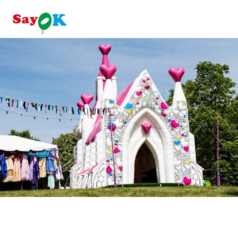 Portable Commercial Wedding Inflatable Church Giant Inflatable Church Inflatable Pink Church Tent For Sale