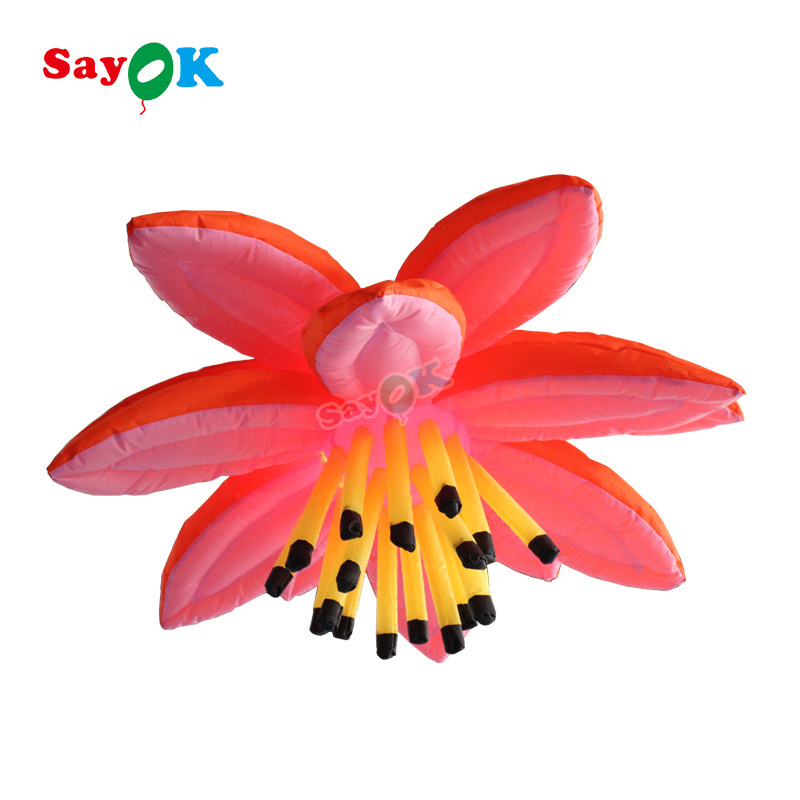 Advertising realistic orange inflatable giant flower  balloon models for wedding decoration