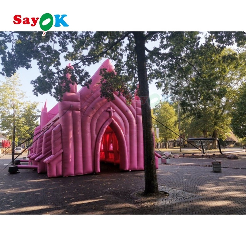 Portable Commercial Wedding Inflatable Church Giant Inflatable Church Inflatable Pink Church Tent For Sale