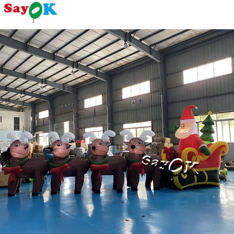 factory wholesale cheap inflatable christmas decoration large inflatable santa with sleigh and reindeer