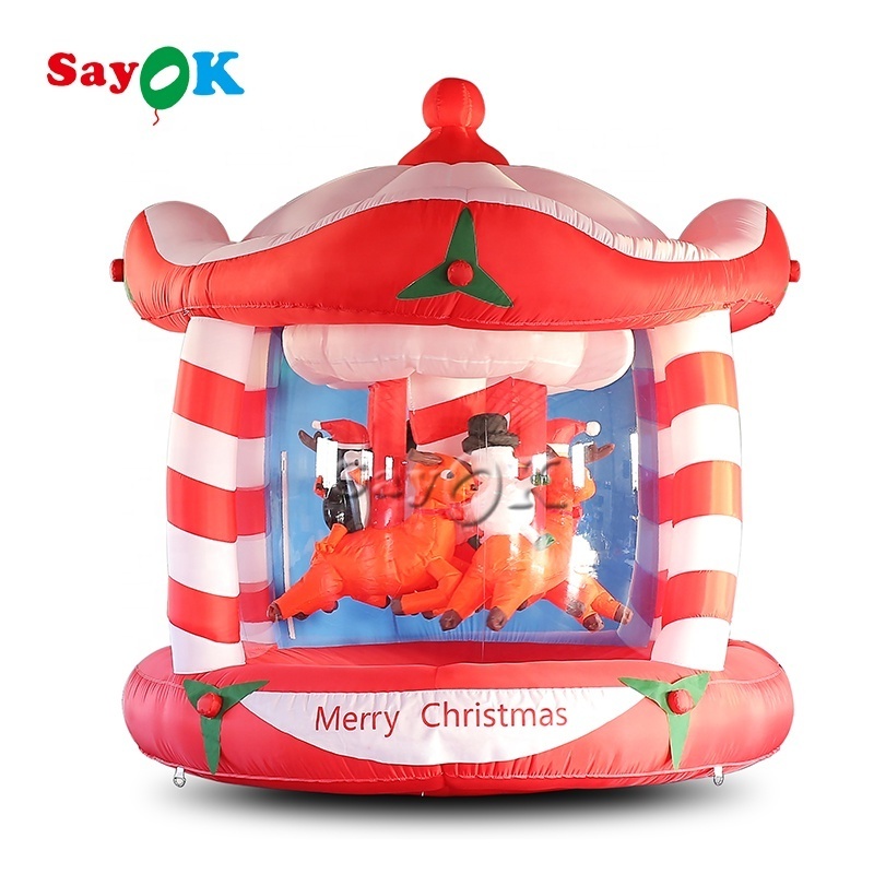 Christmas Inflatable Merry-go-round Christmas Carousel Decoration Mini Fairground Small Inflatable Carousel