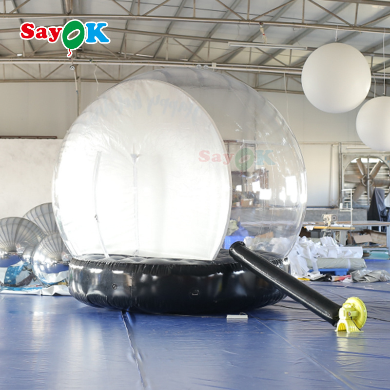 10ft Christmas Decoration Inflatable Snow Globe Transparent Bubble Tent with Printed Background Blower and Pump