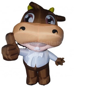 Brown cow mascot cartoon inflatable walking vivid milk cow costume