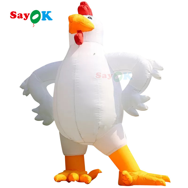 Customized commercial advertising using giant white inflatable cock rooster chicken model