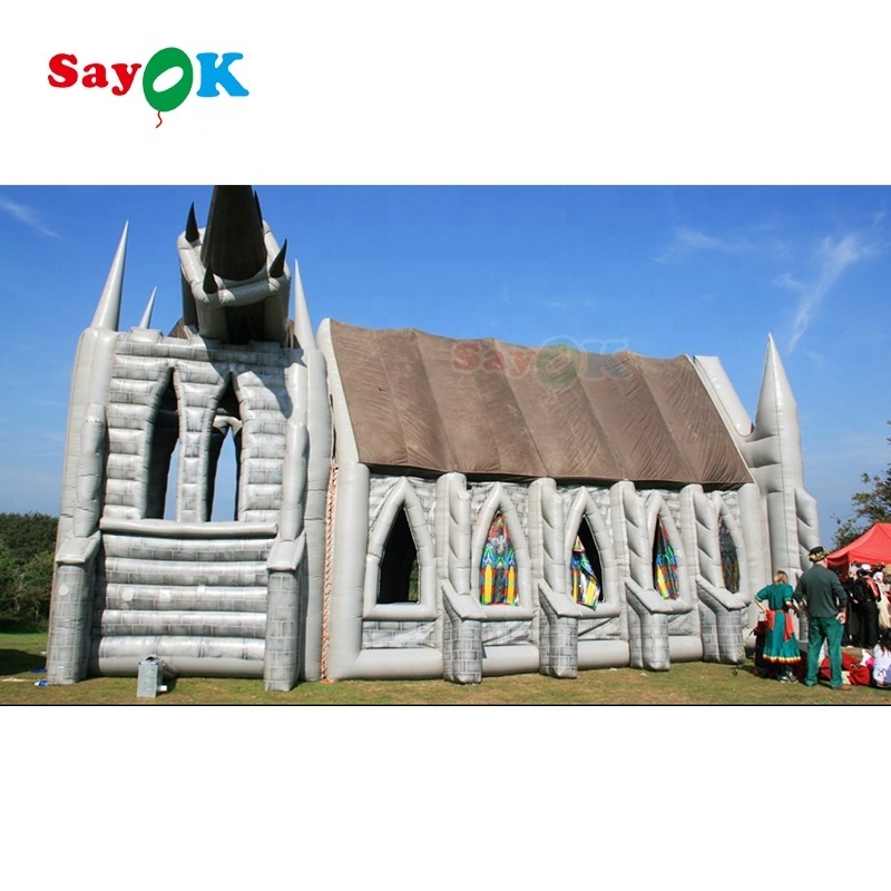 Portable Commercial Wedding Inflatable Church Giant Inflatable Church Inflatable Pink Church Tent For Sale