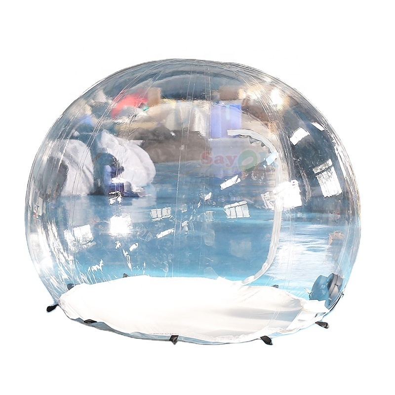 SAYOK Christmas Advertisement Decoration Giant Inflatable Snow Globes Photo Booth With Backdrops Transparent Bubble Tent